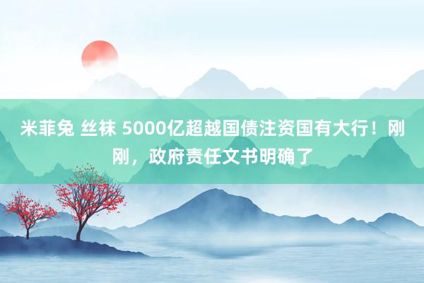 米菲兔 丝袜 5000亿超越国债注资国有大行！刚刚，政府责任文书明确了