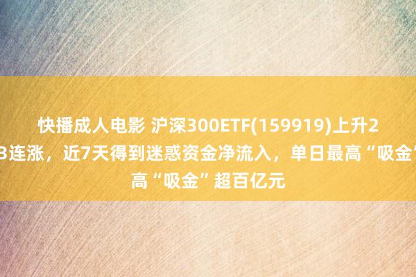 快播成人电影 沪深300ETF(159919)上升2.08%冲击3连涨，近7天得到迷惑资金净流入，单日最高“吸金”超百亿元