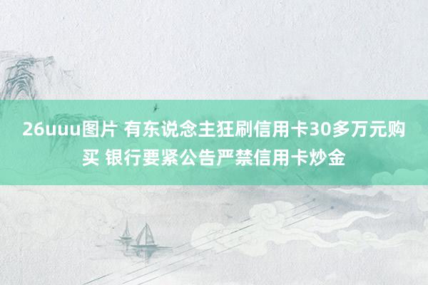 26uuu图片 有东说念主狂刷信用卡30多万元购买 银行要紧公告严禁信用卡炒金